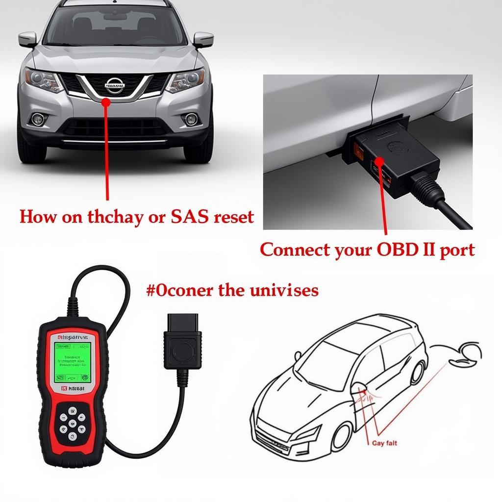 Autel scanner connected to a Nissan OBD-II port