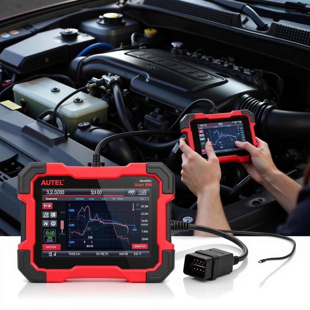 Autel Scan 908 performing diagnostics on a vehicle