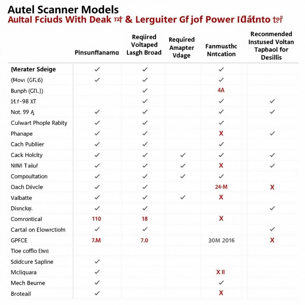 Autel Scanner Cigarette Lighter Adapter Compatibility Chart