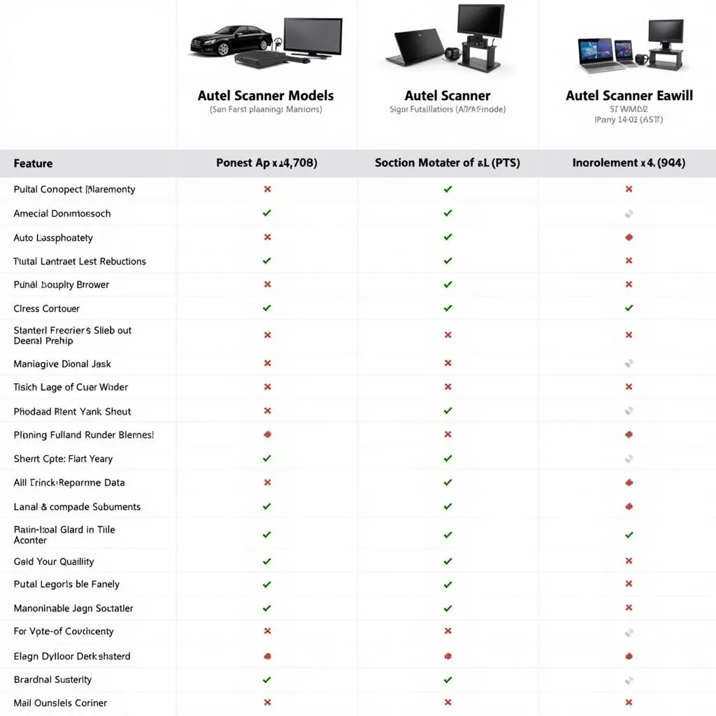 Autel Scanner Comparison Chart