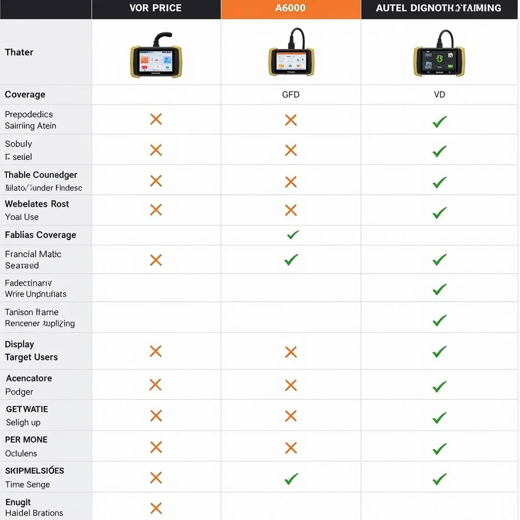 Autel Scanner Comparison Chart