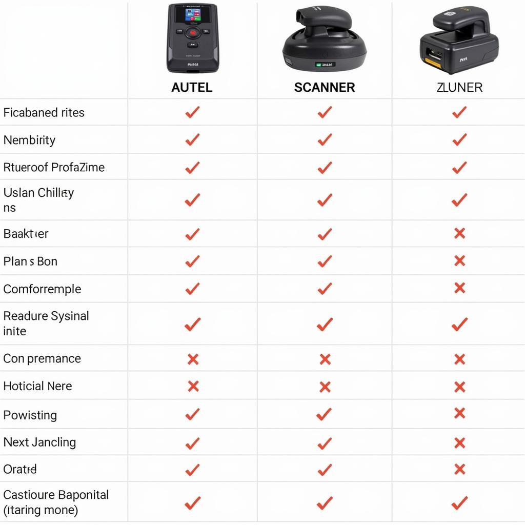 Autel Scanner Feature Comparison