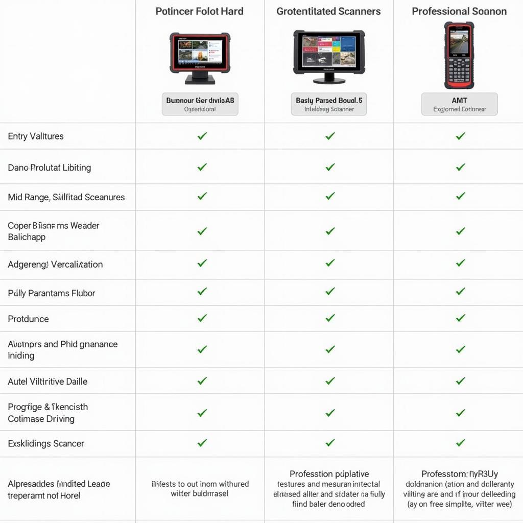 Autel Scanner Comparison Chart