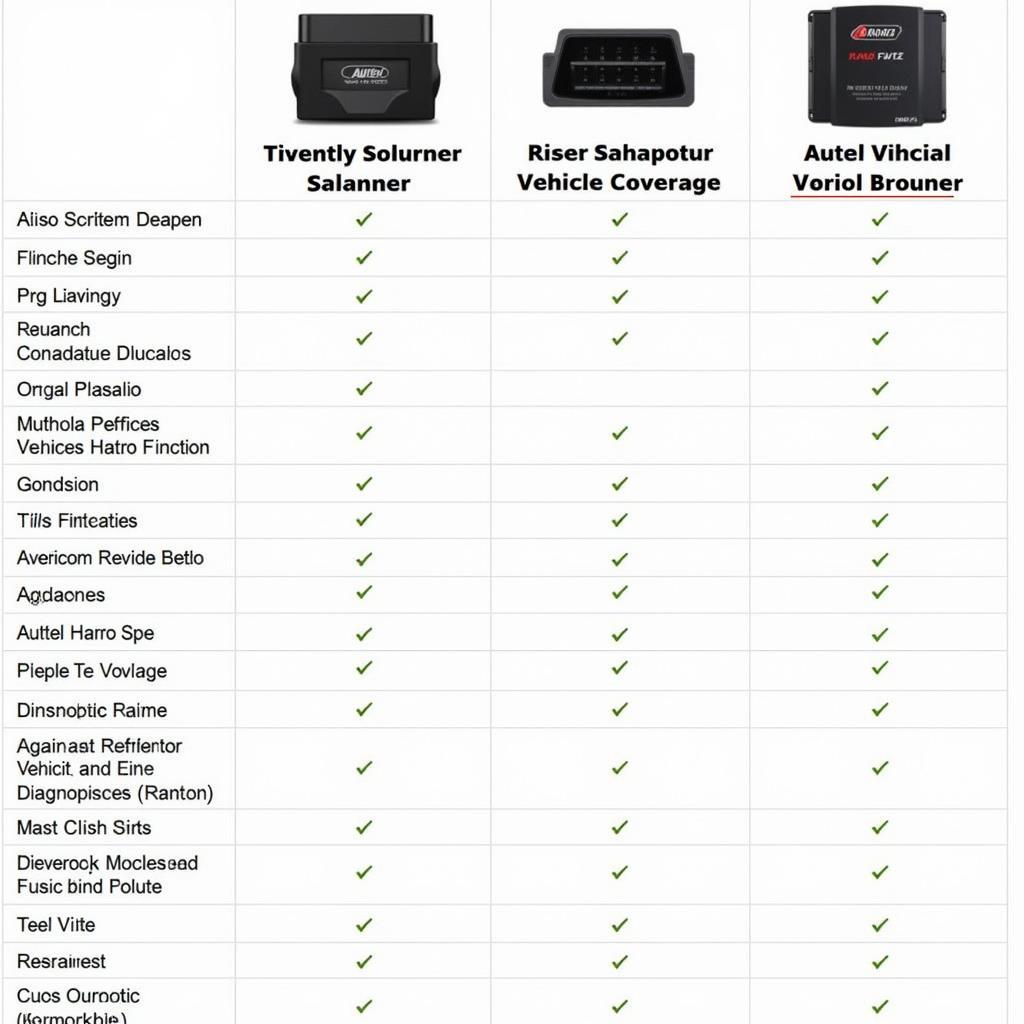 Autel Scanner Comparison Chart