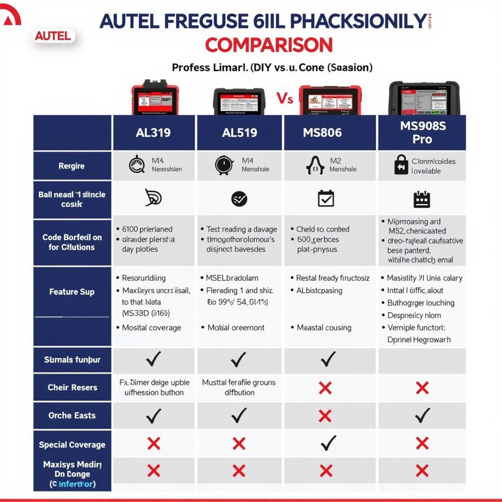 Autel Scanner Comparison Chart