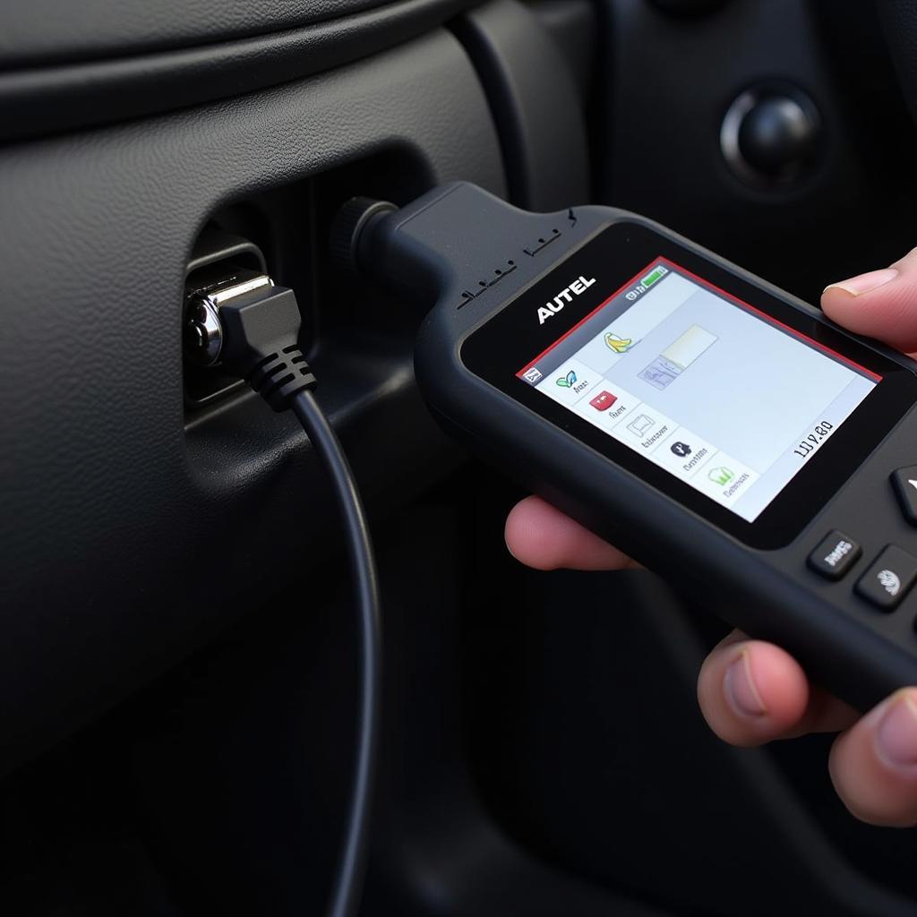 Autel Scanner Connected to OBD2 Port