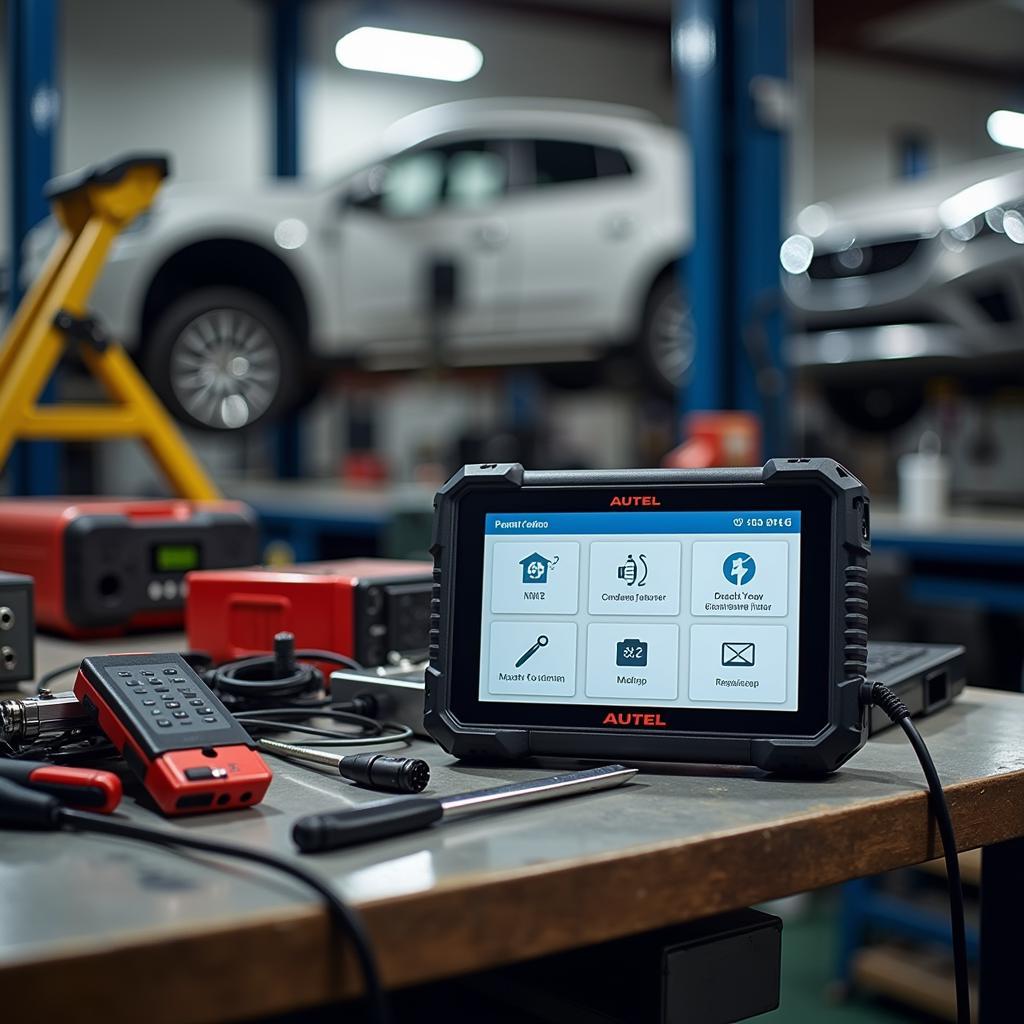 Autel Scanner in an Auto Repair Shop