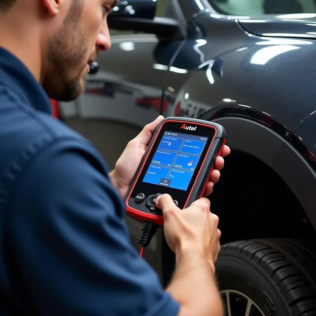 Mechanic Using Autel Scanner