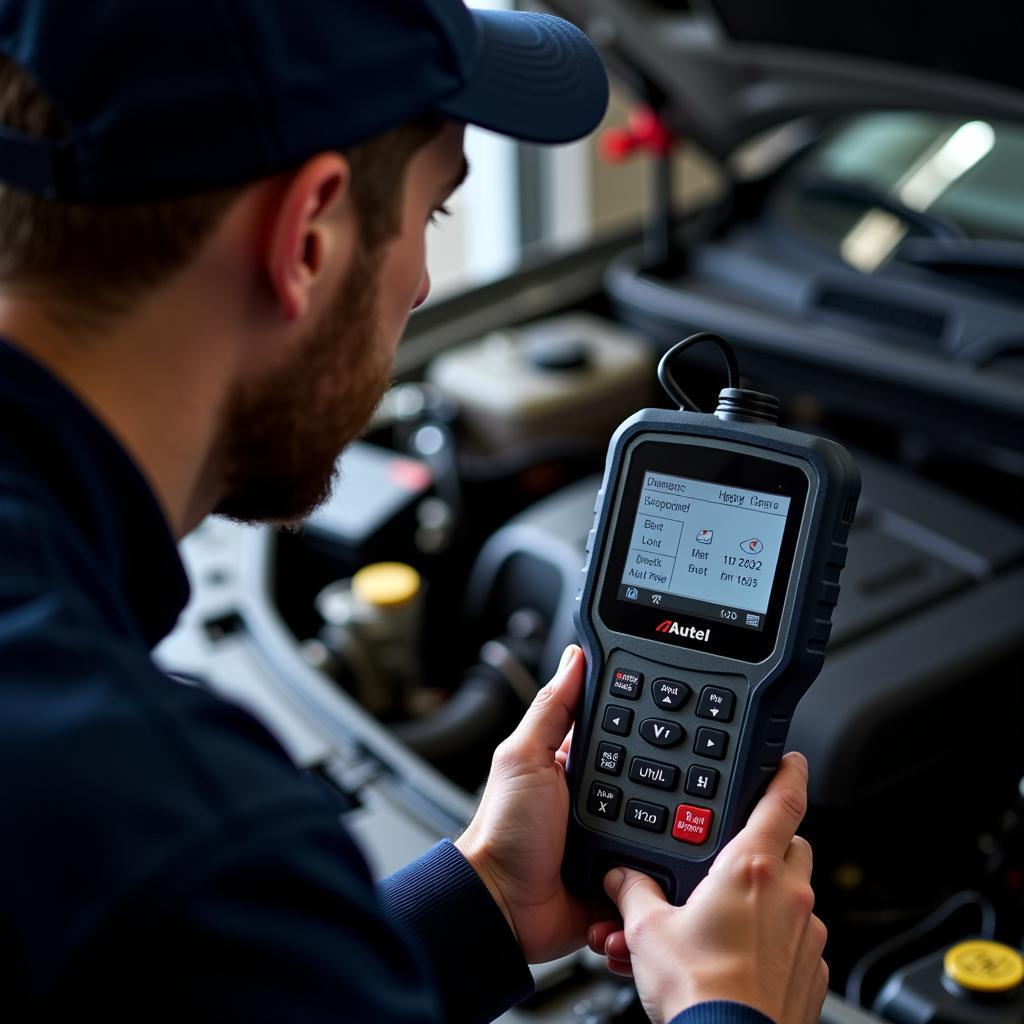 Mechanic Using Autel Scanner