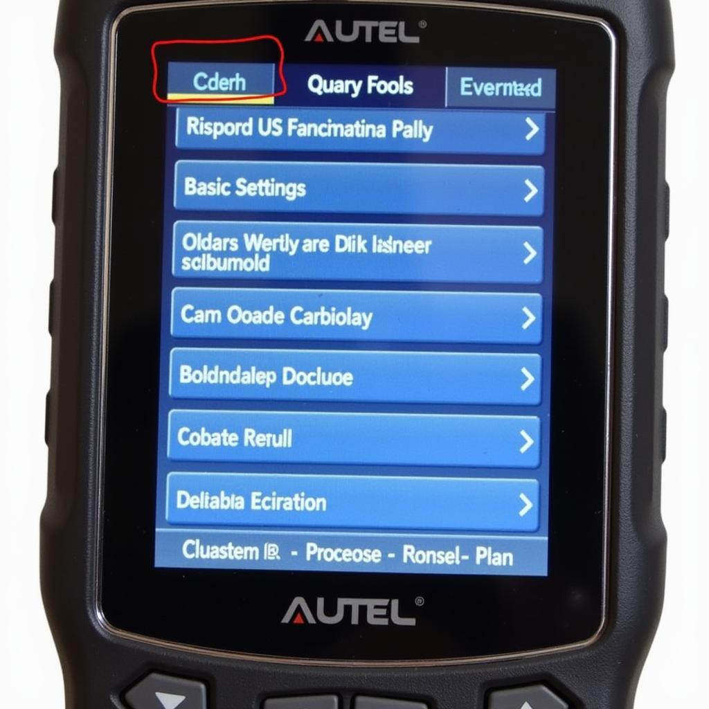 Autel Scanner Menu Displaying Cam Crank Relearn Option