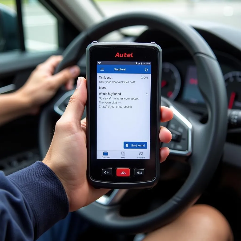 Technician sending an email report from Autel scanner