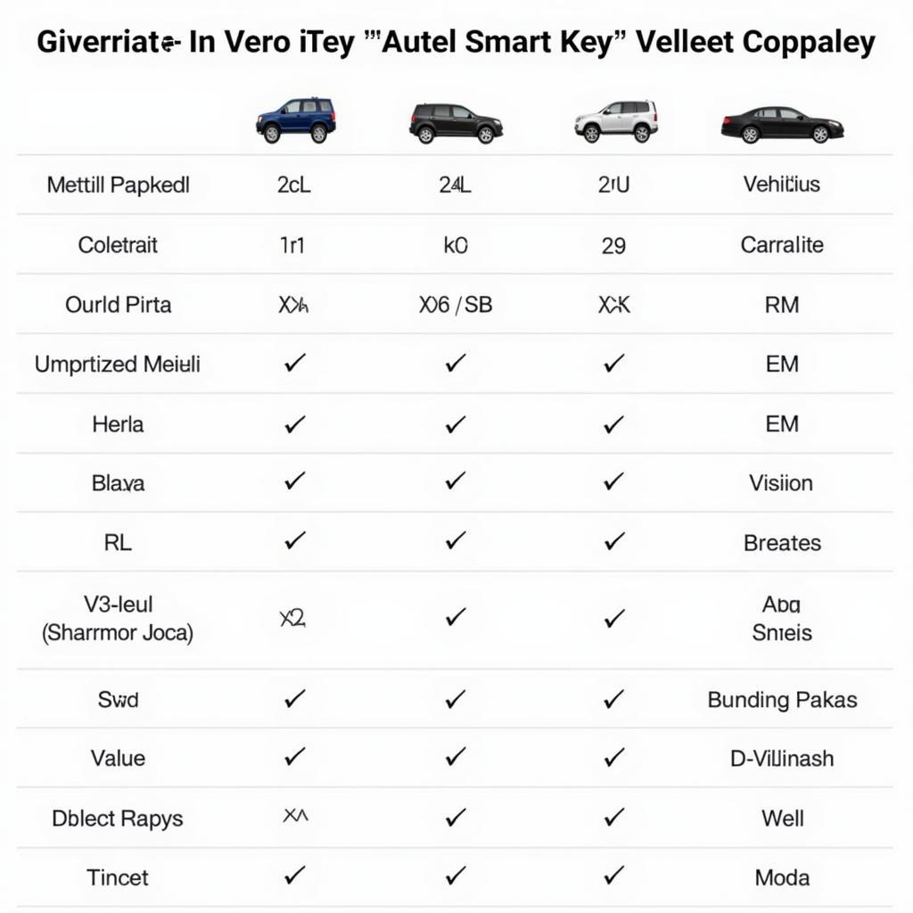 Autel Smart Key Compatibility Chart