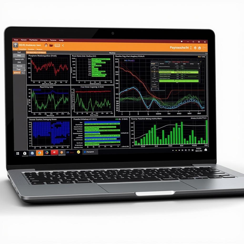 Autel Software Laptop Diagnostics:  Screenshot showing various diagnostic functions and data display on Autel software running on a laptop, with clear labels and icons.