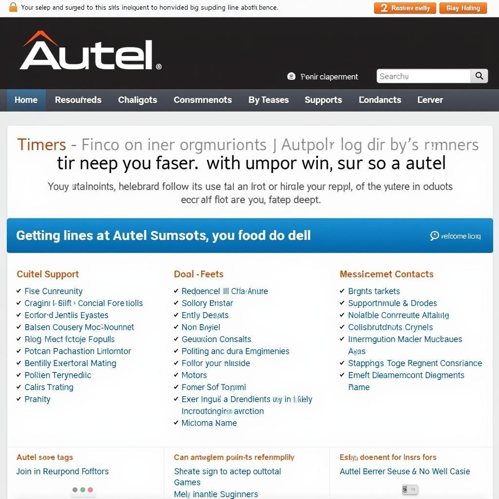 Autel Support Website Homepage