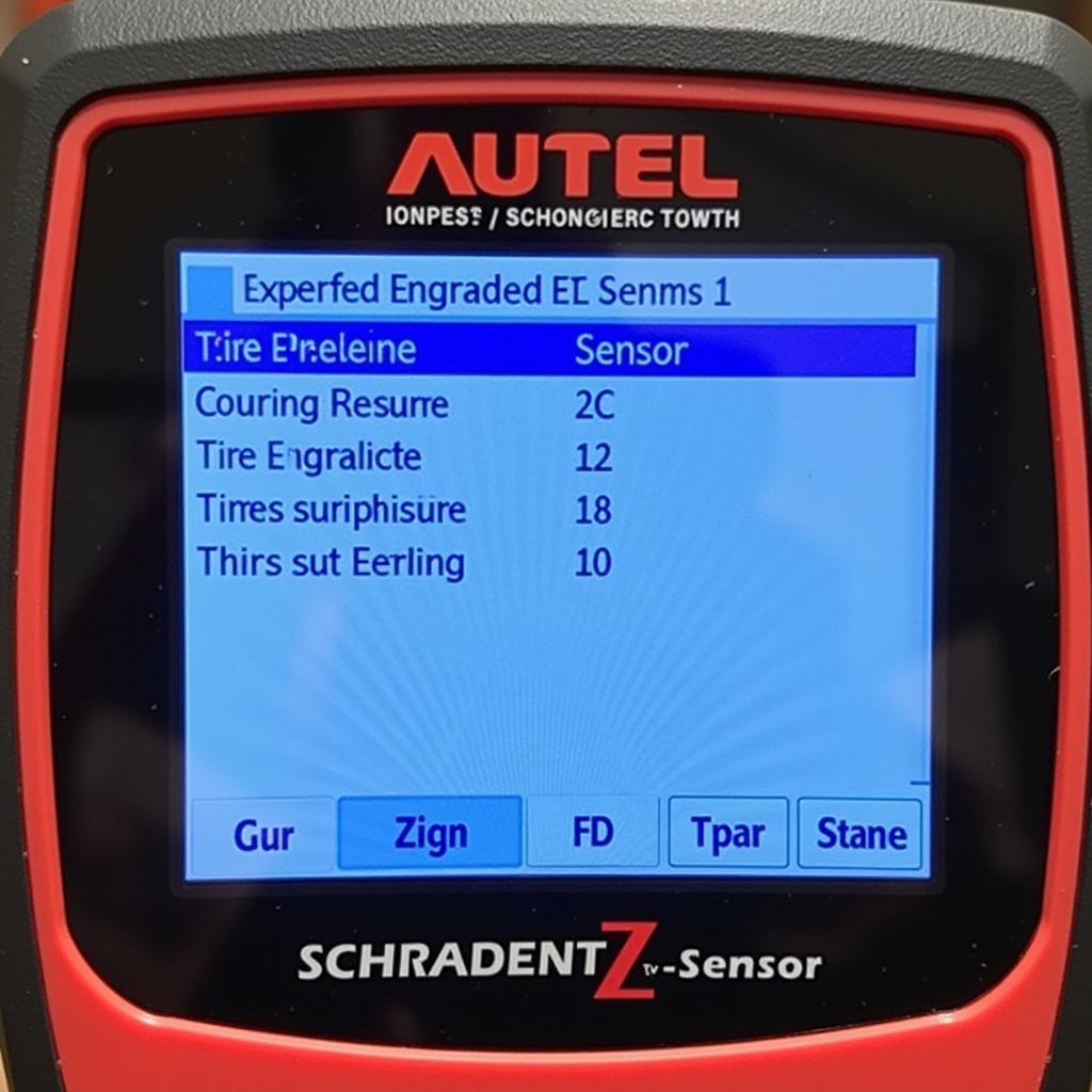 Autel tool screen showing programmed sensor data