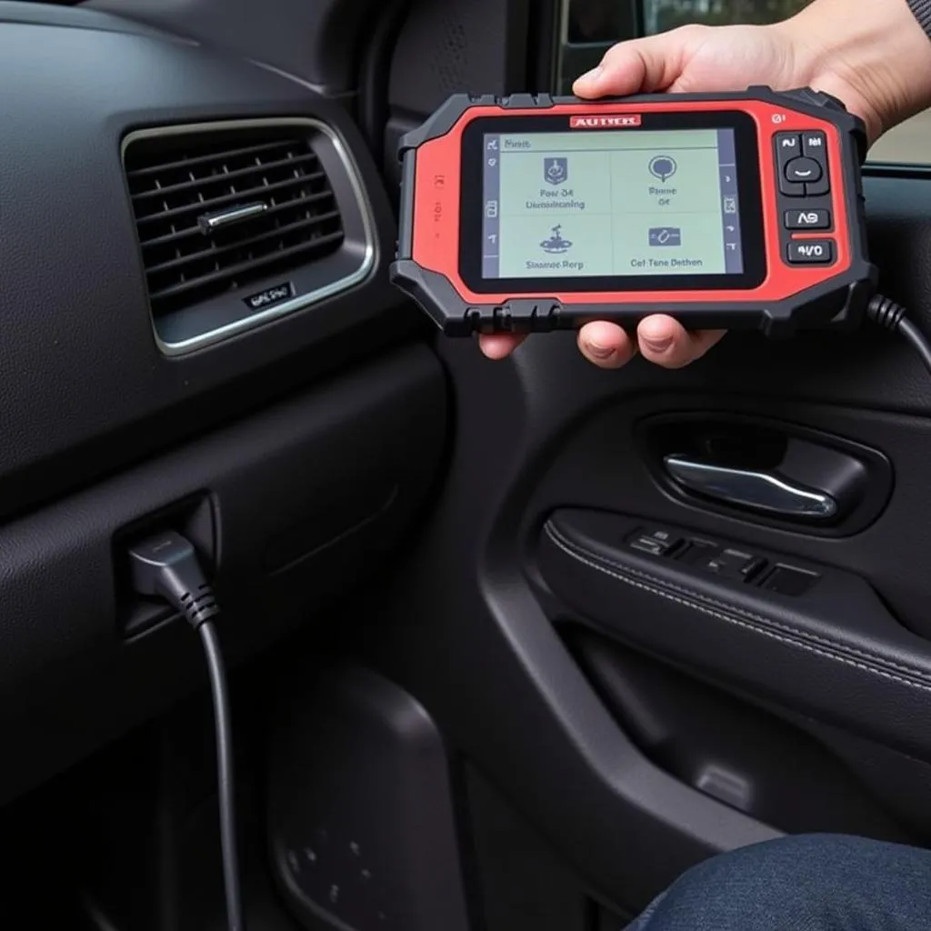 Autel TS508 Connected to Dodge OBD Port