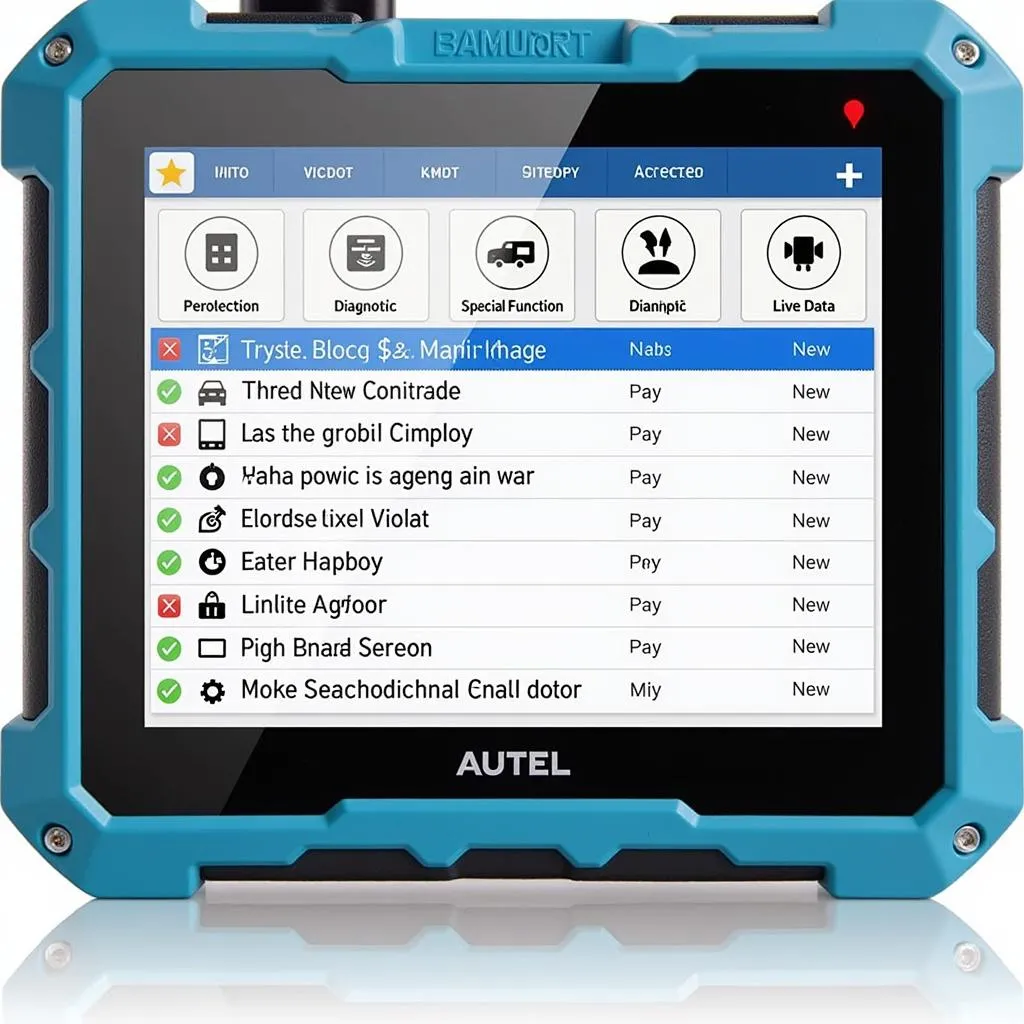 Autel TS601 diagnostic menu