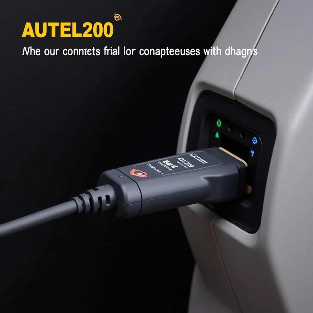 Autel VCI 200 connected to a vehicle's OBD-II port