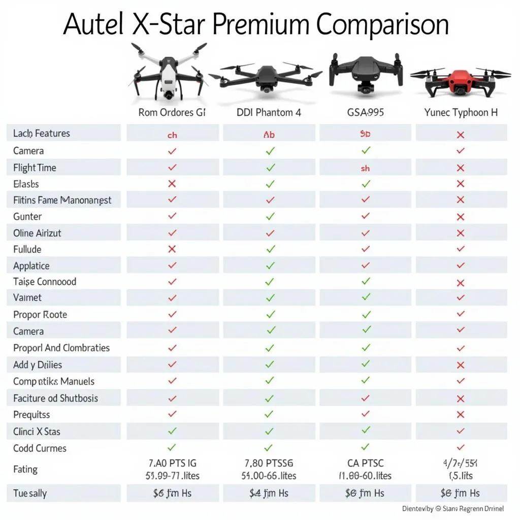 Autel X-Star Premium Comparison Chart