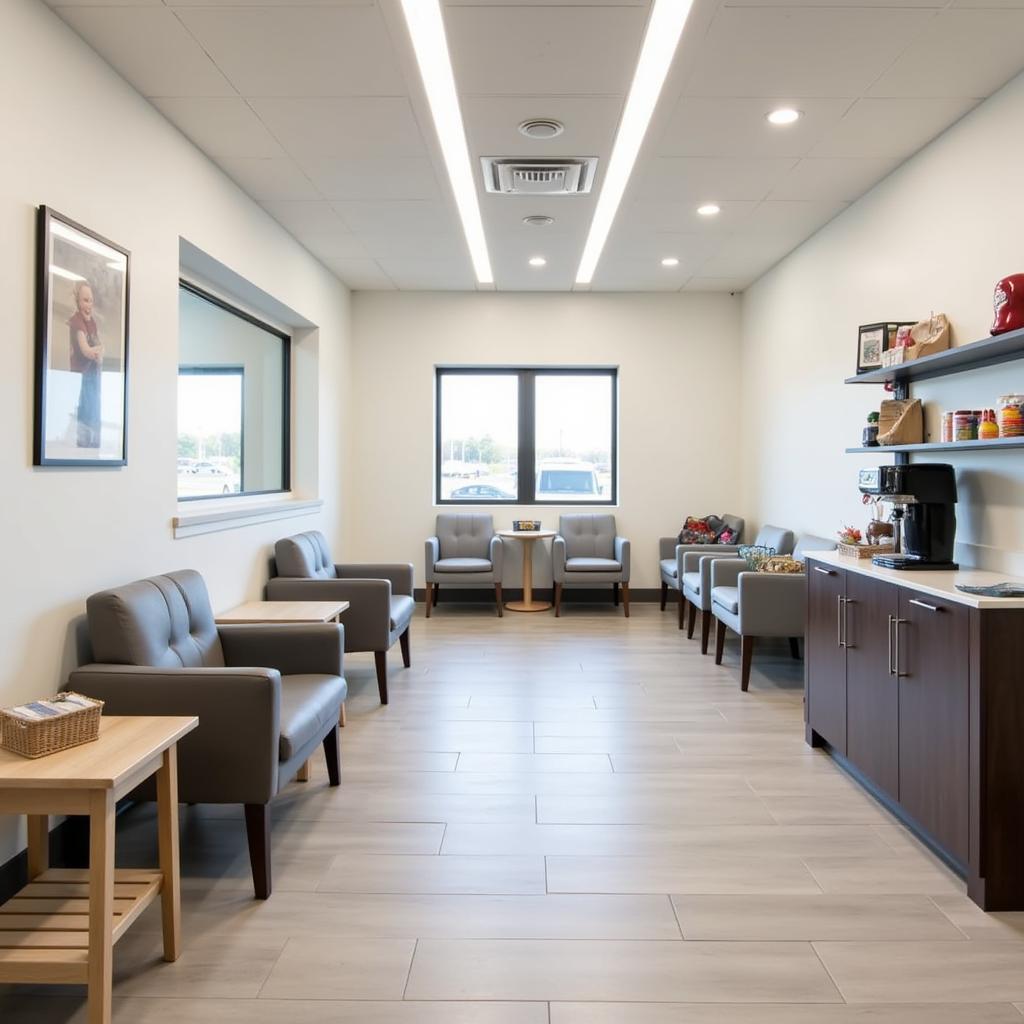 comfortable waiting area in an auto repair shop