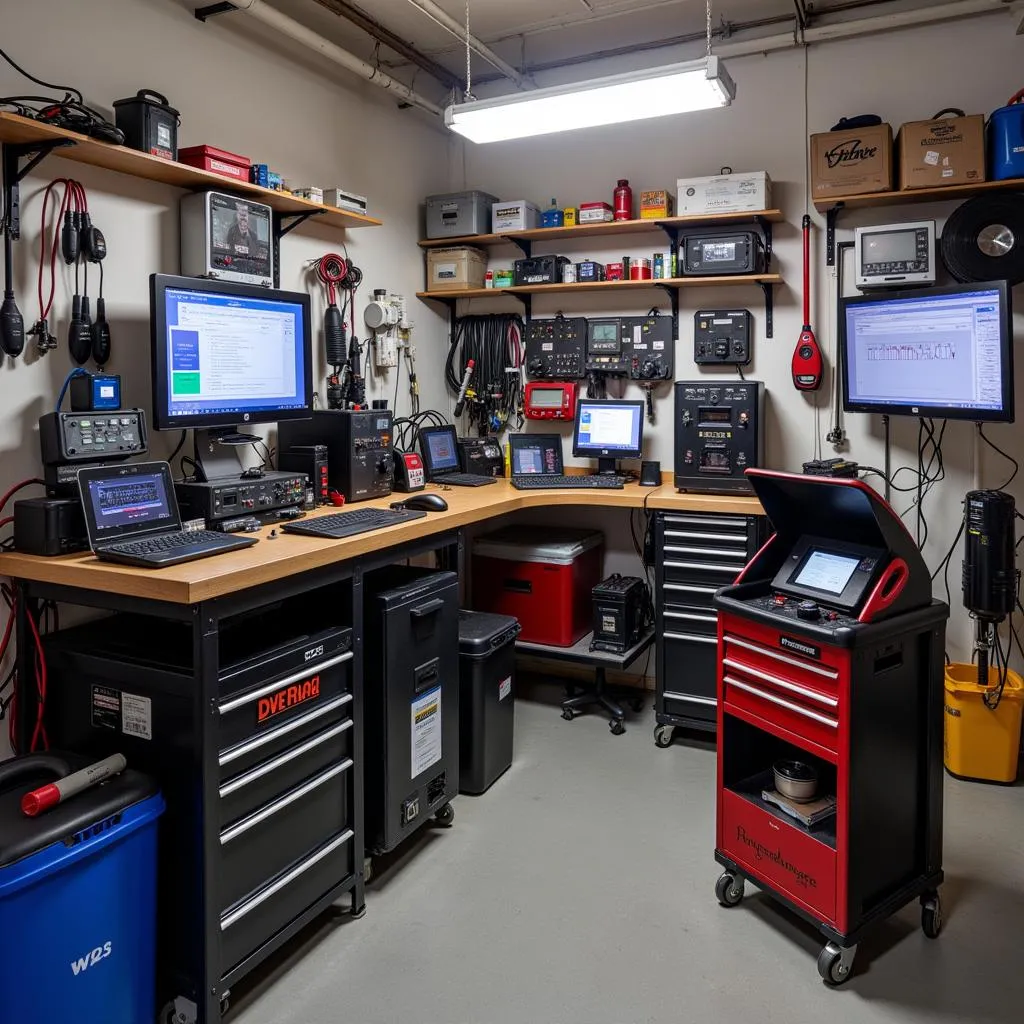 Automotive Testing Equipment in a Garage