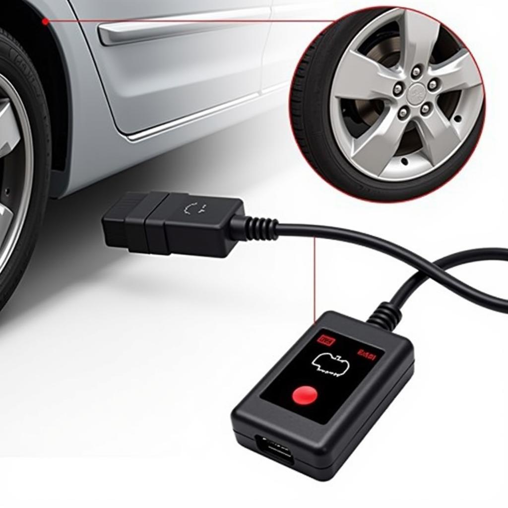 Bafx 34t5 Bluetooth OBDII Scan Tool connected to a car's OBD2 port, demonstrating its ease of use and compact design.