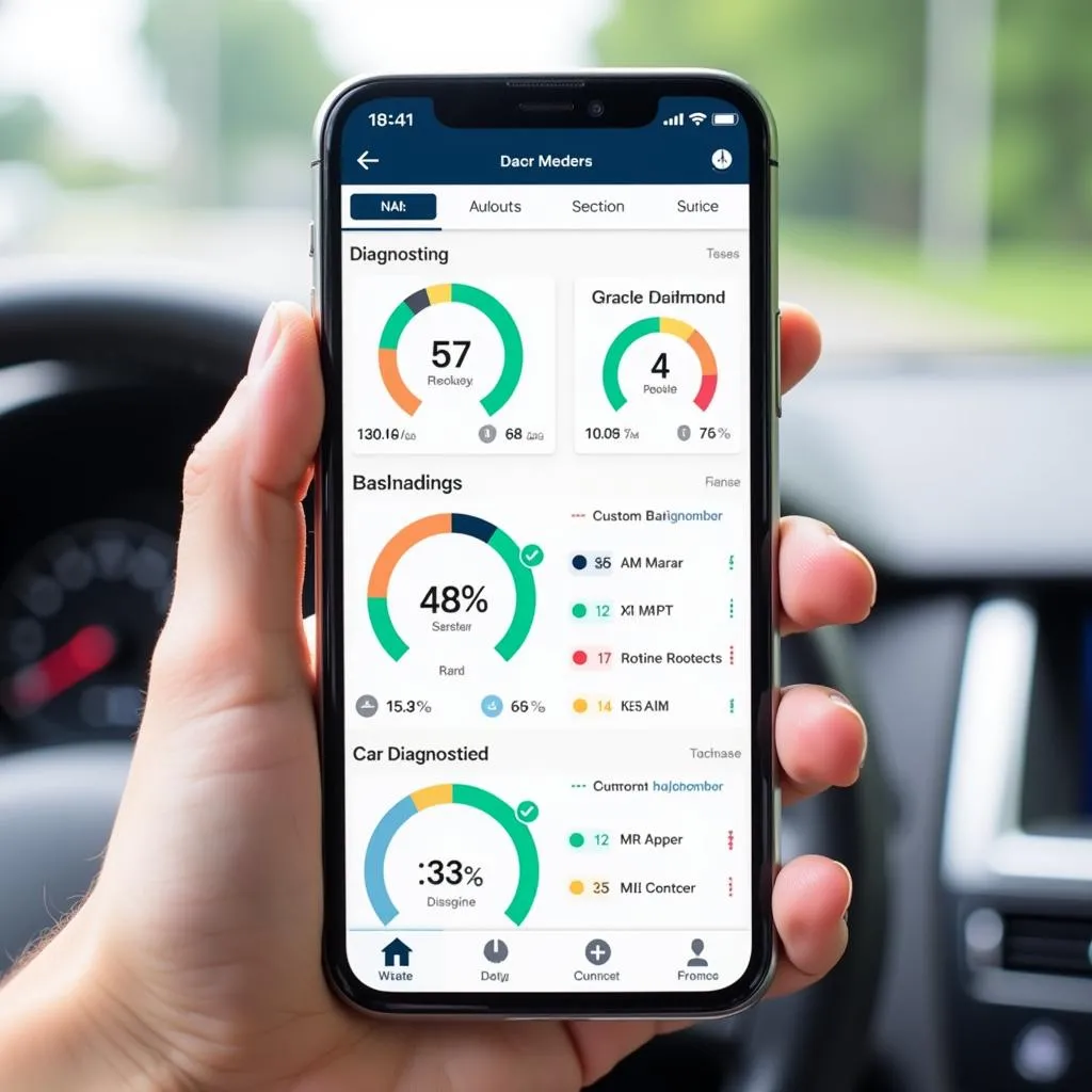 Smartphone displaying car diagnostics on the BAFX app dashboard.