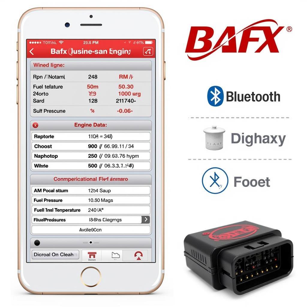 BAFX OBD2 Scanner Displaying Engine Data on iPhone