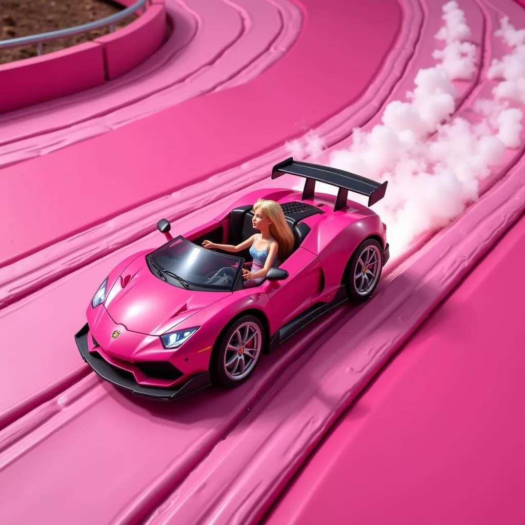 Barbie RC Car Racing on a Pink Track