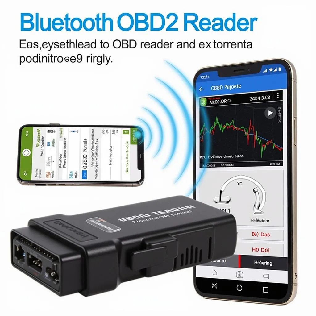 Bluetooth OBD2 Reader displaying data on a smartphone