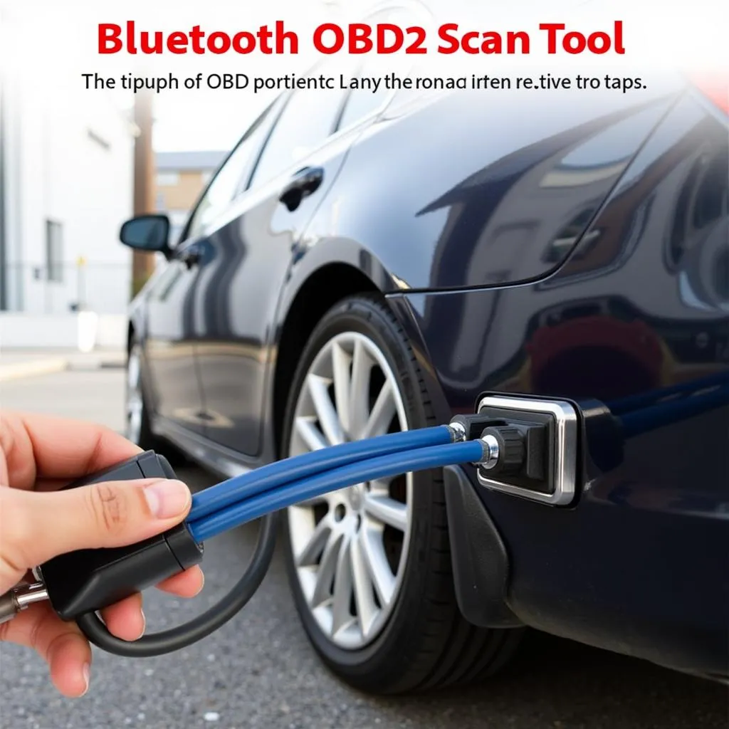 OBD2 Scan Tool plugged into car's OBD2 port