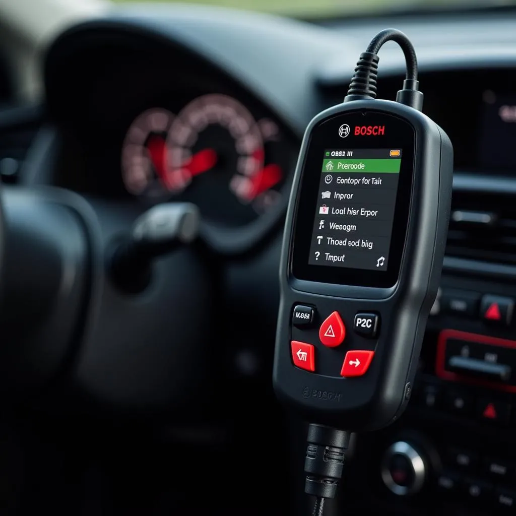 Bosch Car Code Reader Connected to Car