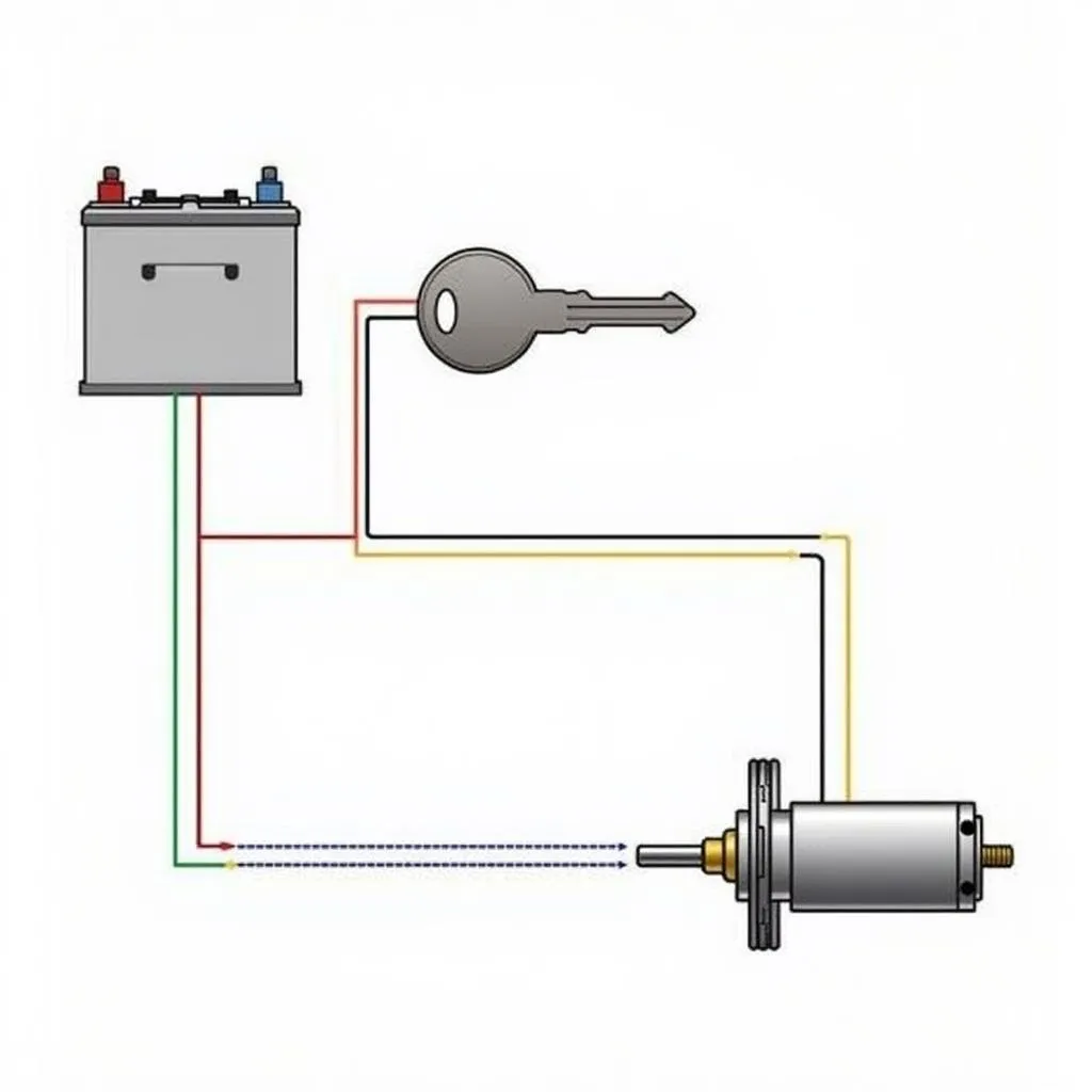 Car Battery and Starter Motor Connection