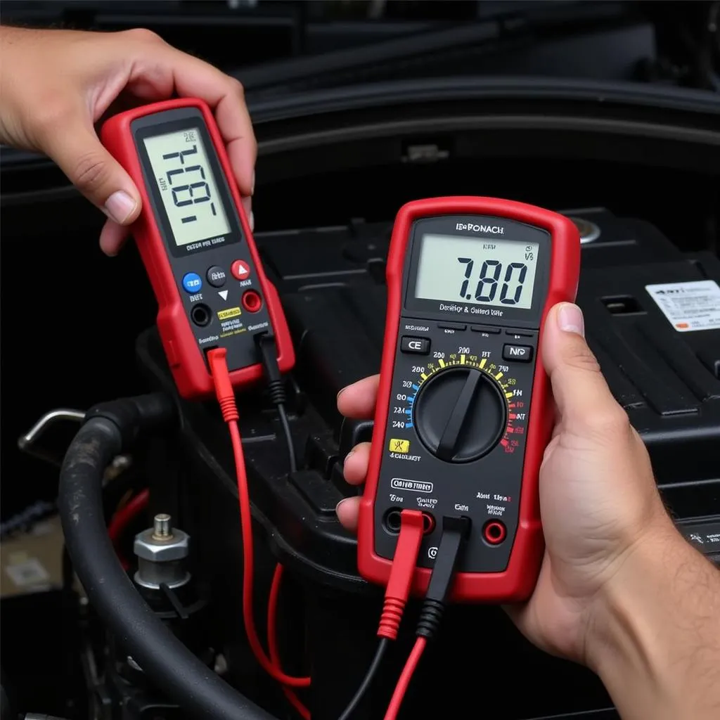 Testing car battery voltage