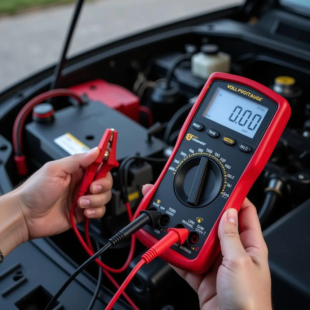 Testing car battery voltage