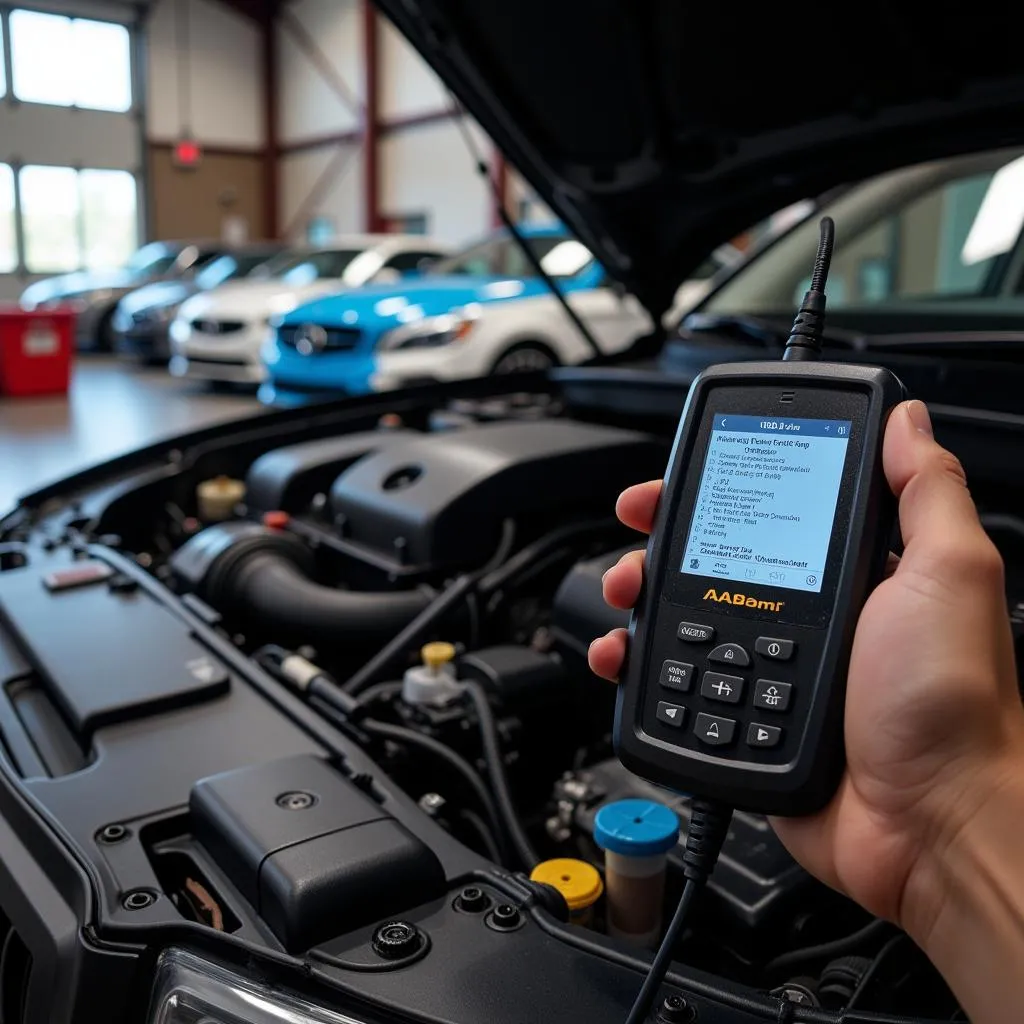 Car Connected to OBD2 Scanner