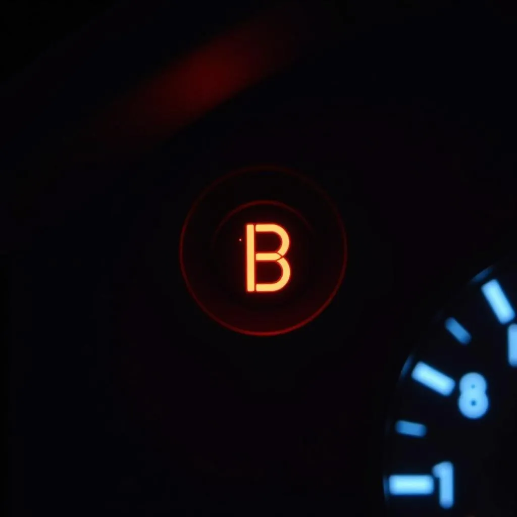 Car Dashboard with Illuminated Check Engine Light