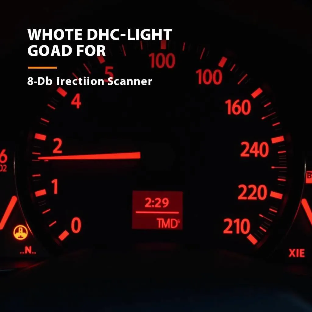 Car dashboard with illuminated warning lights