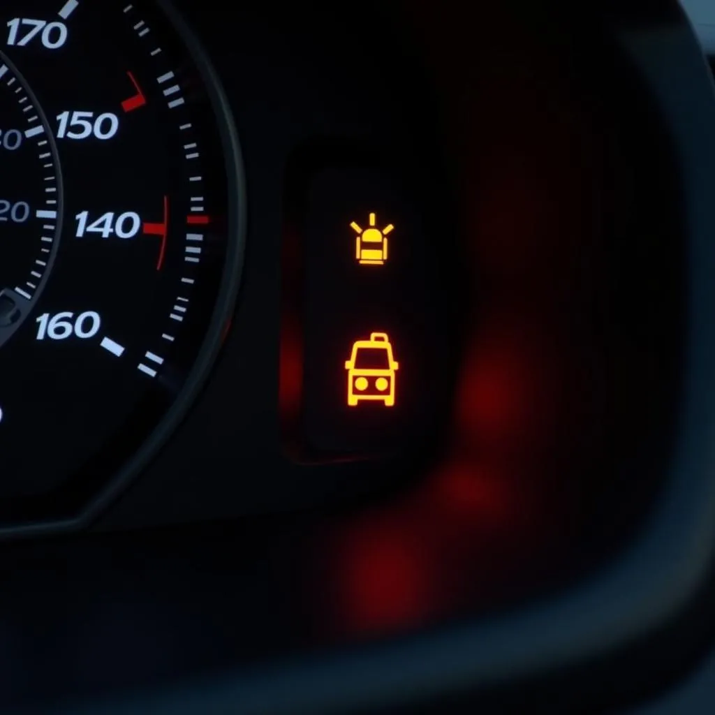 Car Dashboard with Warning Light