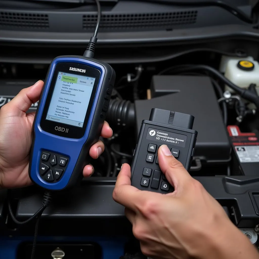 Using a car diagnostic scanner to identify engine problems