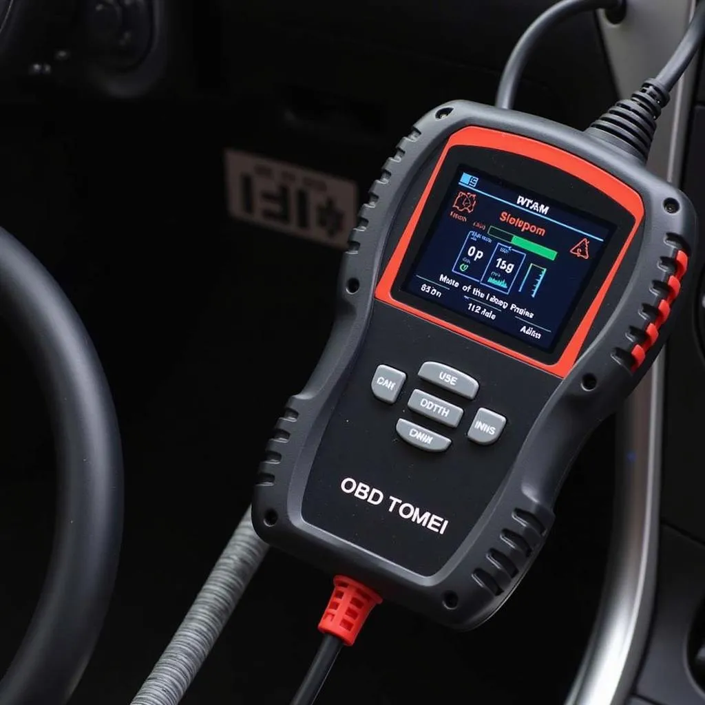 Car Diagnostic Tool Connected to Car