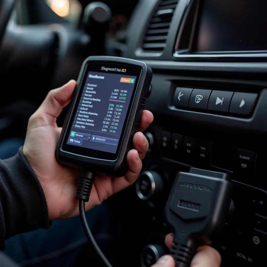 Mechanic Using a Car Diagnostic Tool