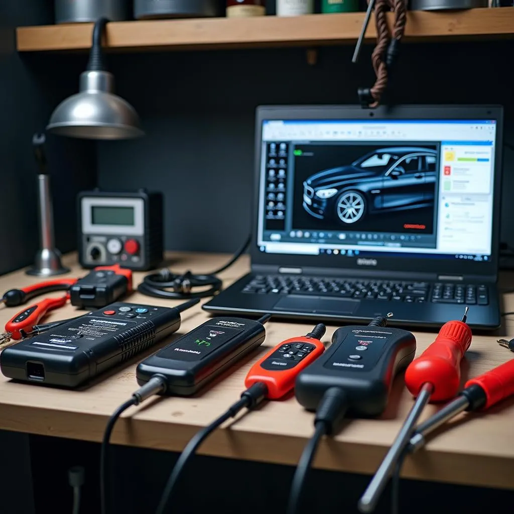 Car Diagnostic Tools and Laptop