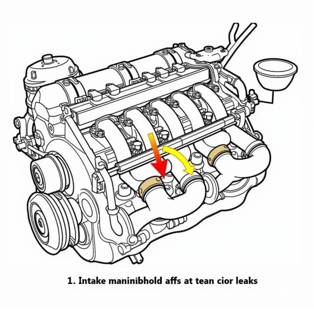 Engine diagram illustrating a vacuum leak