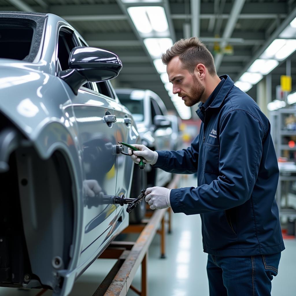 Car Engineer Inspecting a Prototype