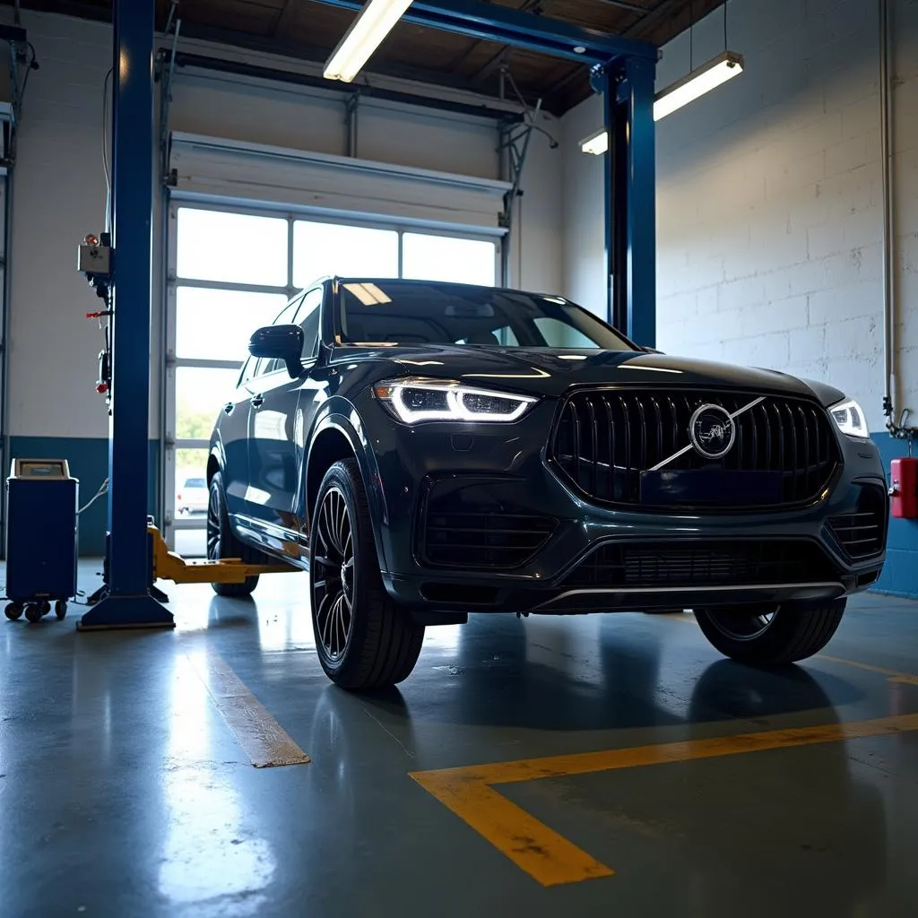 Car undergoing emissions testing