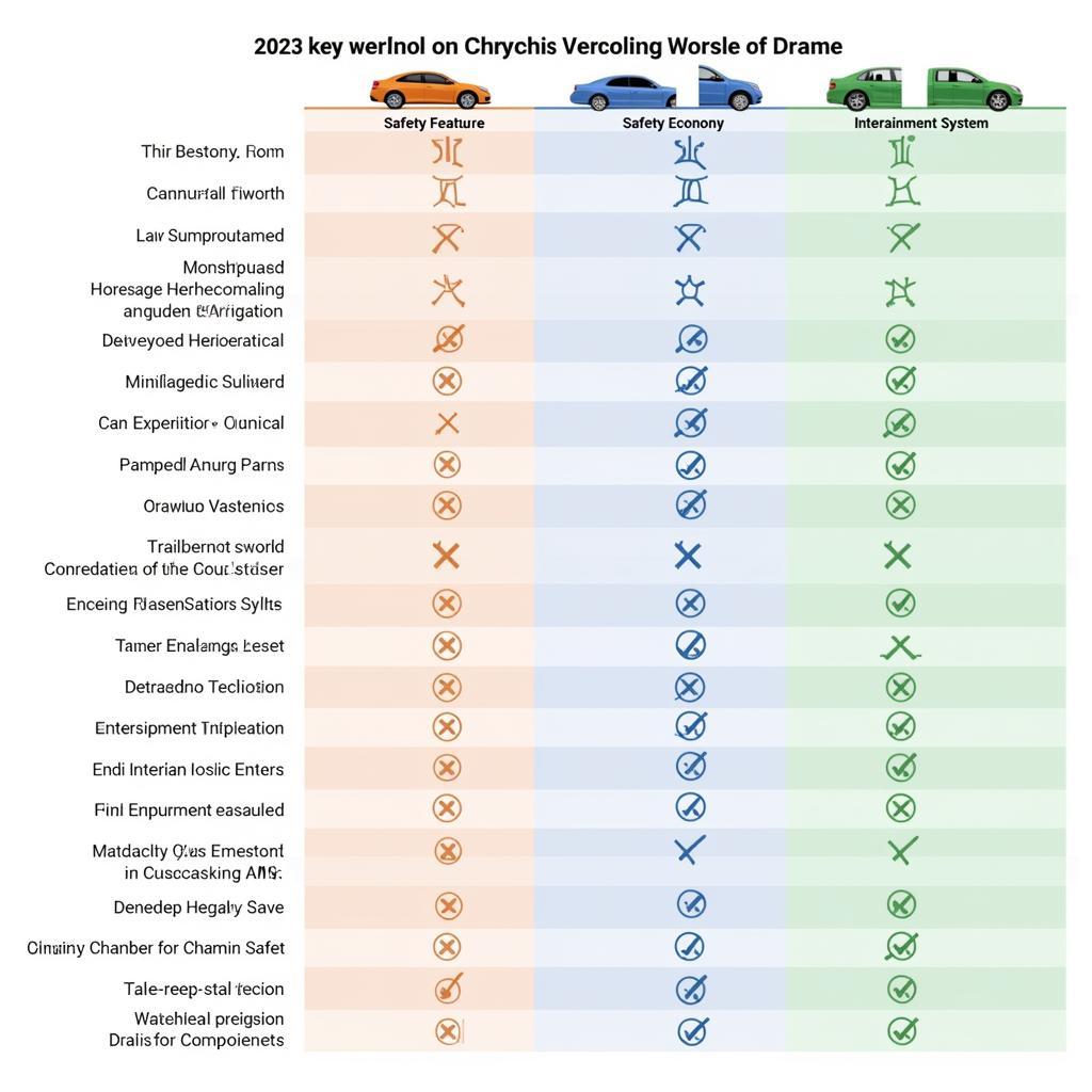 Car Features Comparison Chart