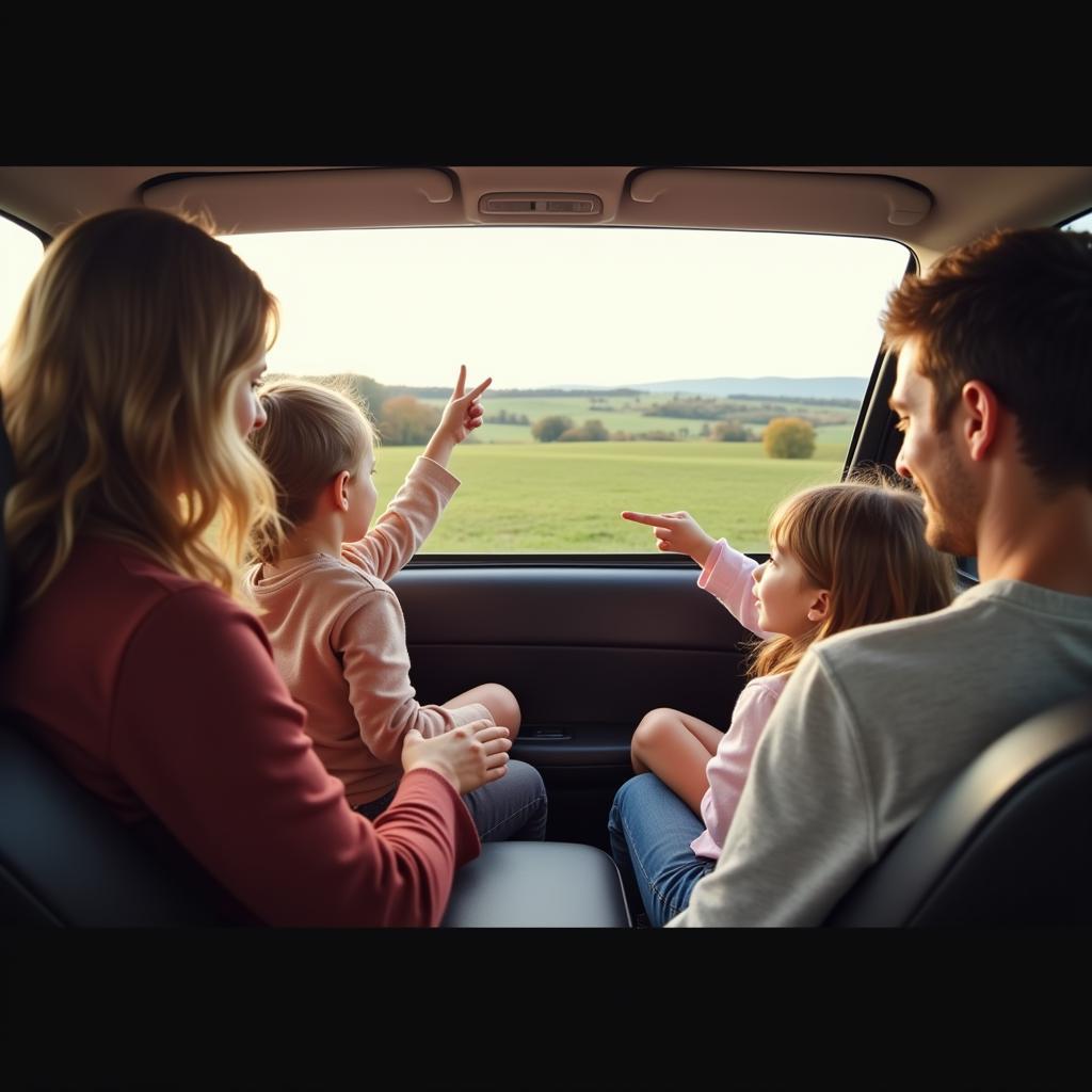 Family Playing Games on a Road Trip