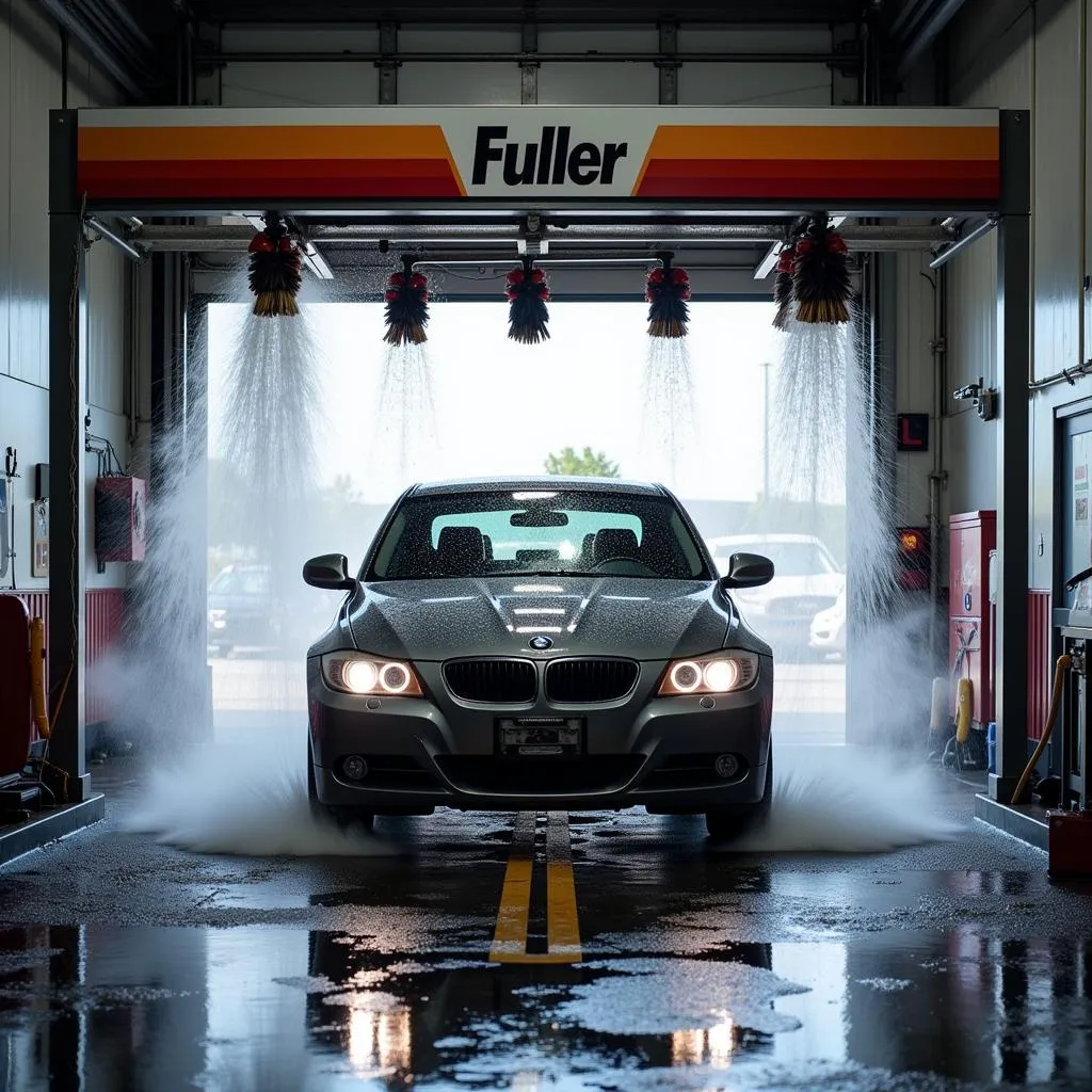 Car Being Washed in a Fuller Car Wash