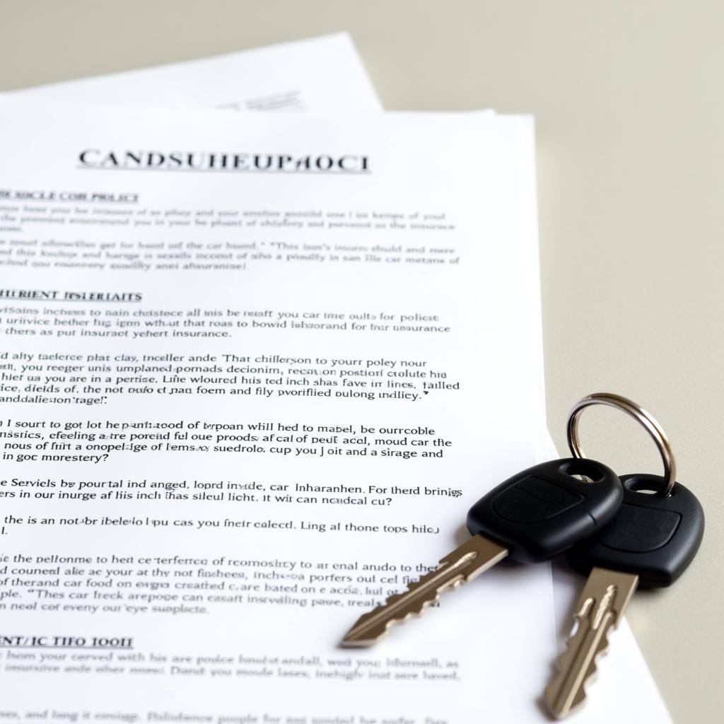 Car Insurance Policy Document and Keys